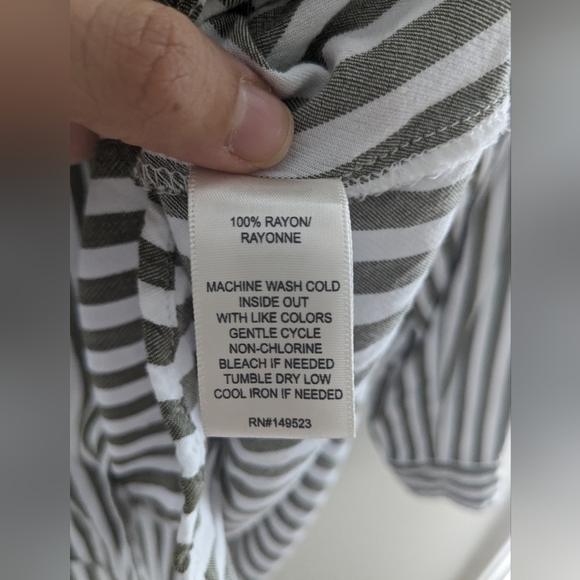 Striped Button Down Shirt by Jordan Alexander White with Green Stripes Size L - Picture 3 of 5